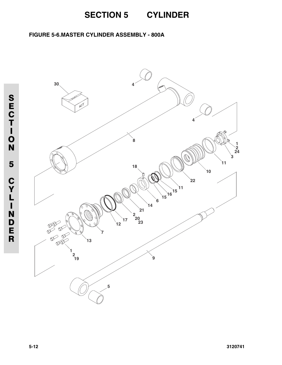 Figure 5-6. master cylinder assembly - 800a, Master cylinder assembly - 800a -12 | JLG 800A_AJ ANSI Parts Manual User Manual | Page 214 / 318