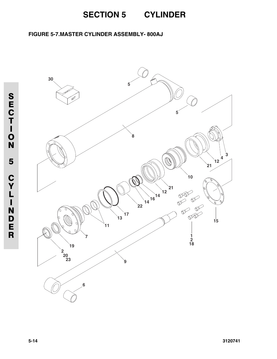 Figure 5-7. master cylinder assembly- 800aj, Master cylinder assembly- 800aj -14 | JLG 800A_AJ ANSI Parts Manual User Manual | Page 216 / 318