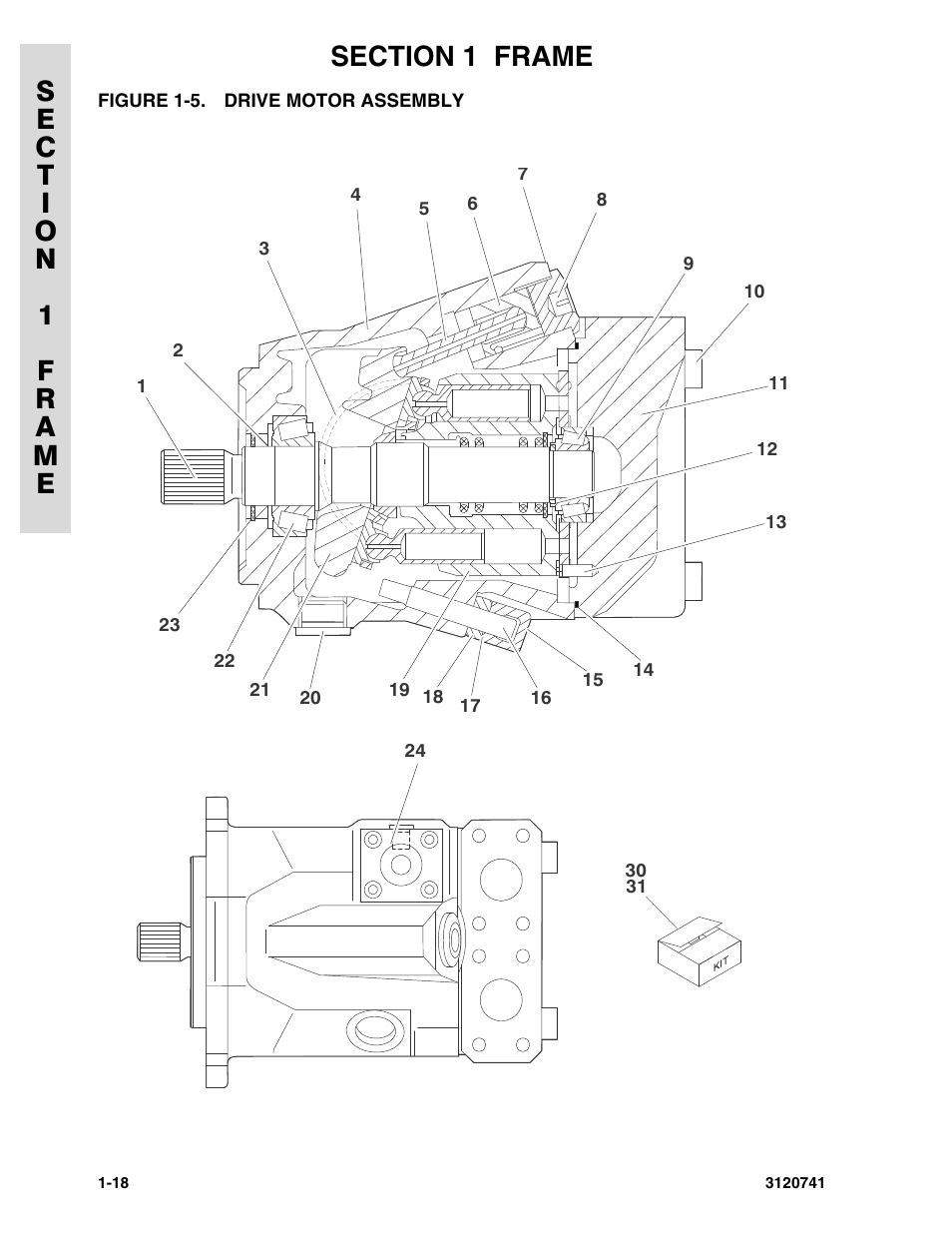 Figure 1-5. drive motor assembly, Drive motor assembly -18 | JLG 800A_AJ ANSI Parts Manual User Manual | Page 26 / 318