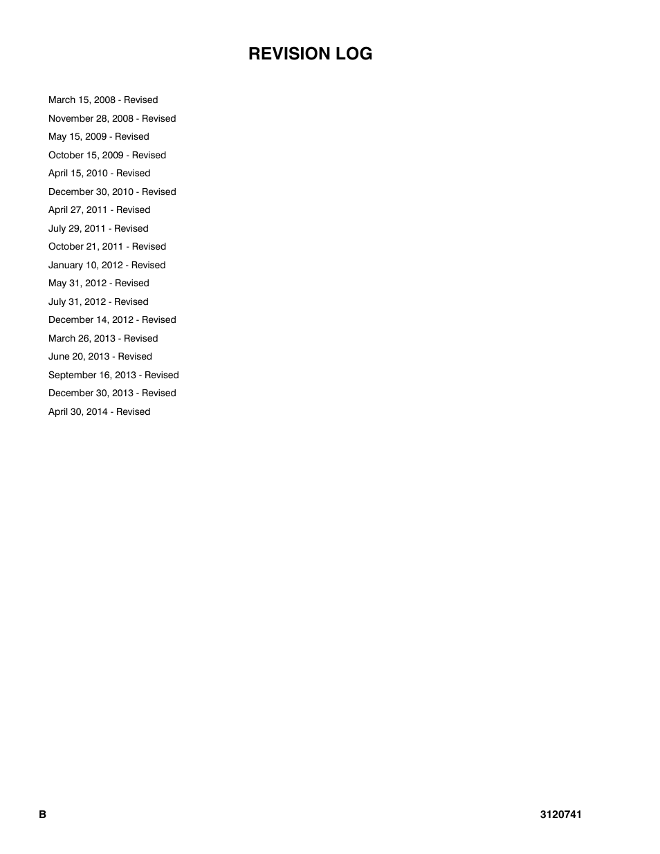 Revision log | JLG 800A_AJ ANSI Parts Manual User Manual | Page 4 / 318