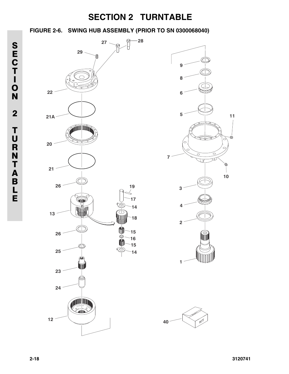 Swing hub assembly (prior to sn 0300068040) -18 | JLG 800A_AJ ANSI Parts Manual User Manual | Page 48 / 318