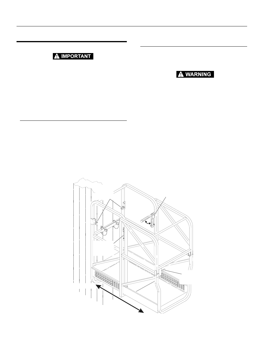 2 extendible platform operation, Mounting to mast, Entering/exiting platform | JLG 20VP (3120727) Operator Manual User Manual | Page 42 / 52