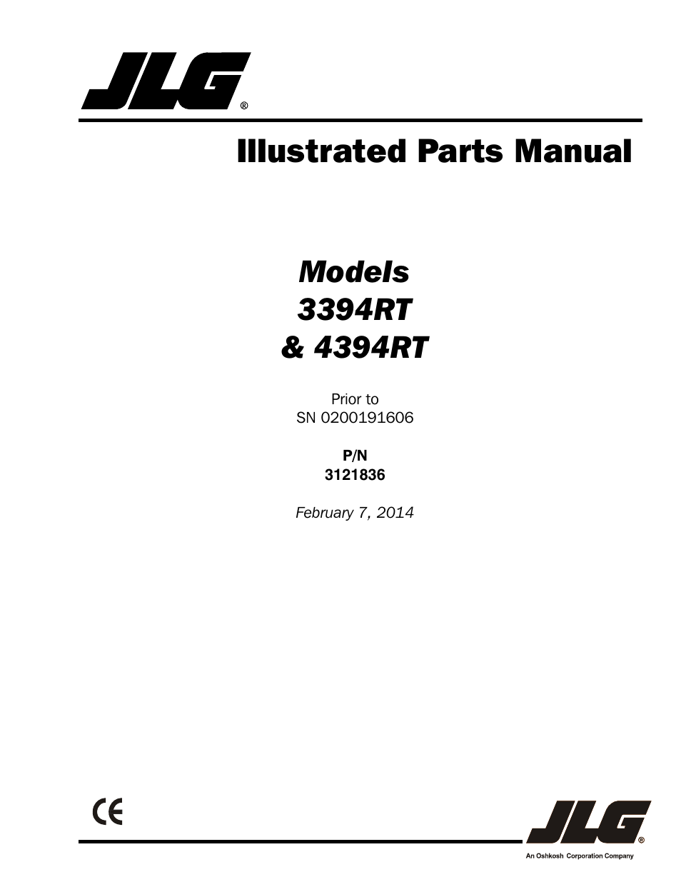 JLG 4394RT EURO Parts Manual User Manual | 188 pages
