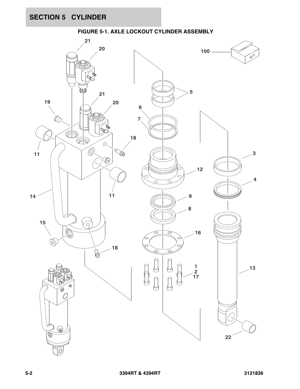 Figure 5-1. axle lockout cylinder assembly | JLG 4394RT EURO Parts Manual User Manual | Page 130 / 188