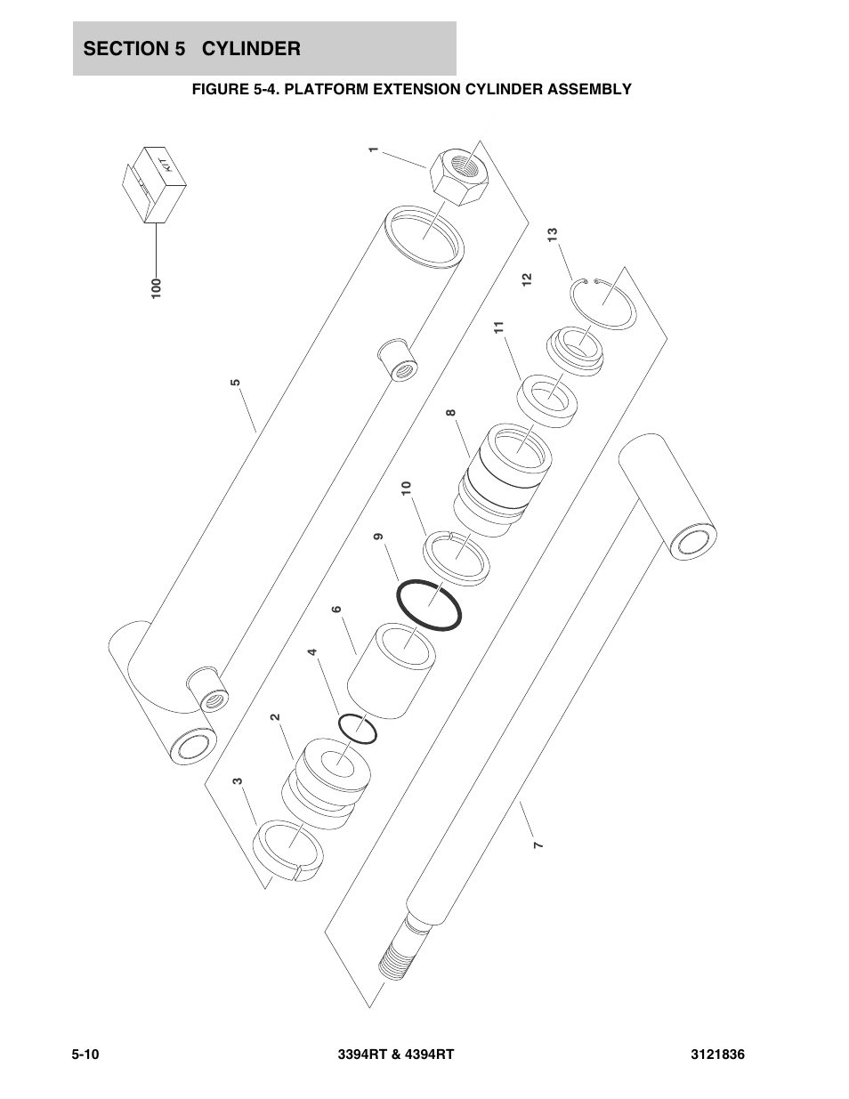 Figure 5-4. platform extension cylinder assembly | JLG 4394RT EURO Parts Manual User Manual | Page 138 / 188