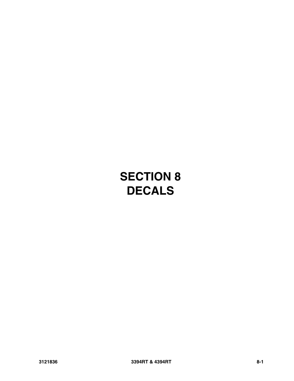 Section 8 decals, Section 8 - decals -1 | JLG 4394RT EURO Parts Manual User Manual | Page 167 / 188