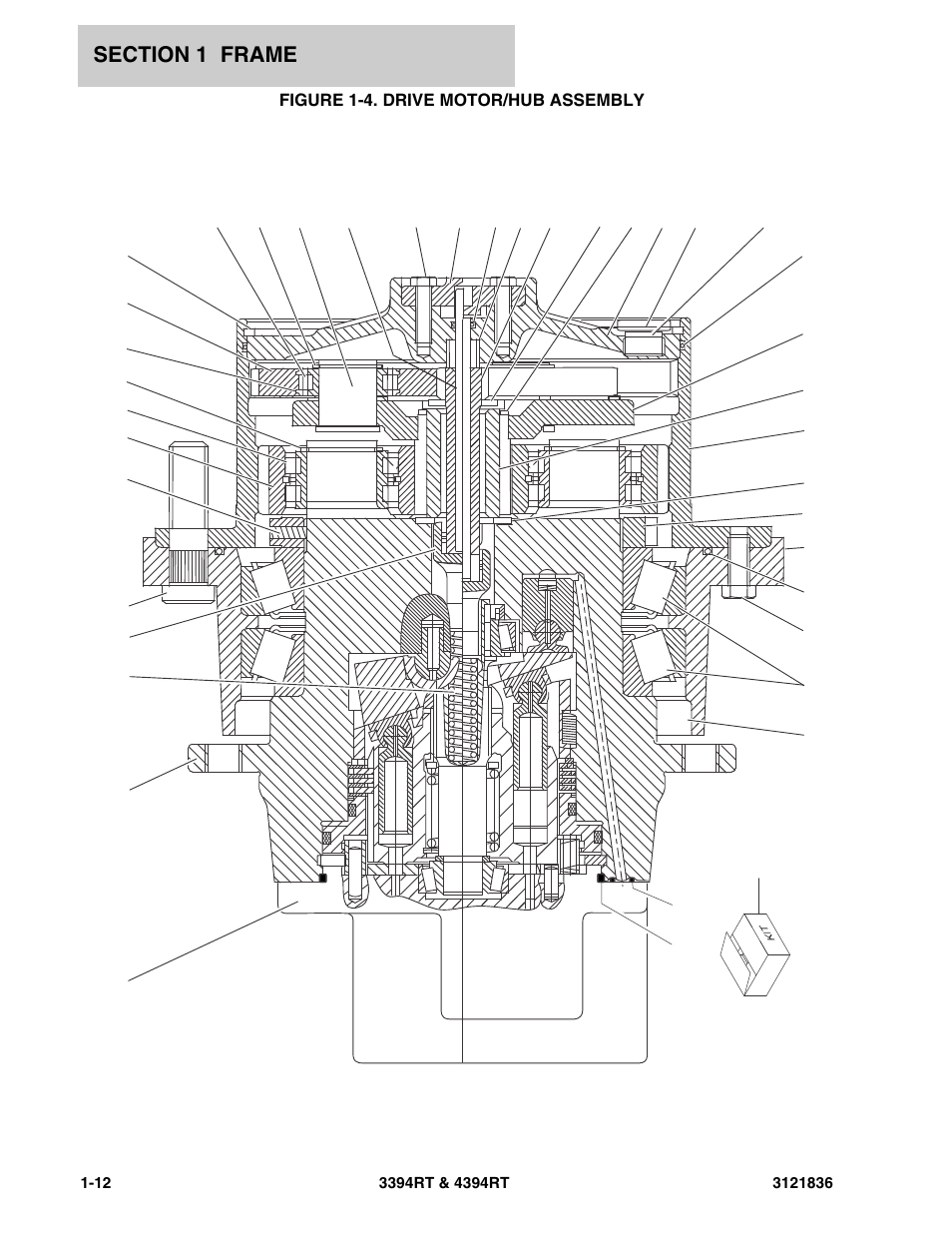 Figure 1-4. drive motor/hub assembly | JLG 4394RT EURO Parts Manual User Manual | Page 18 / 188