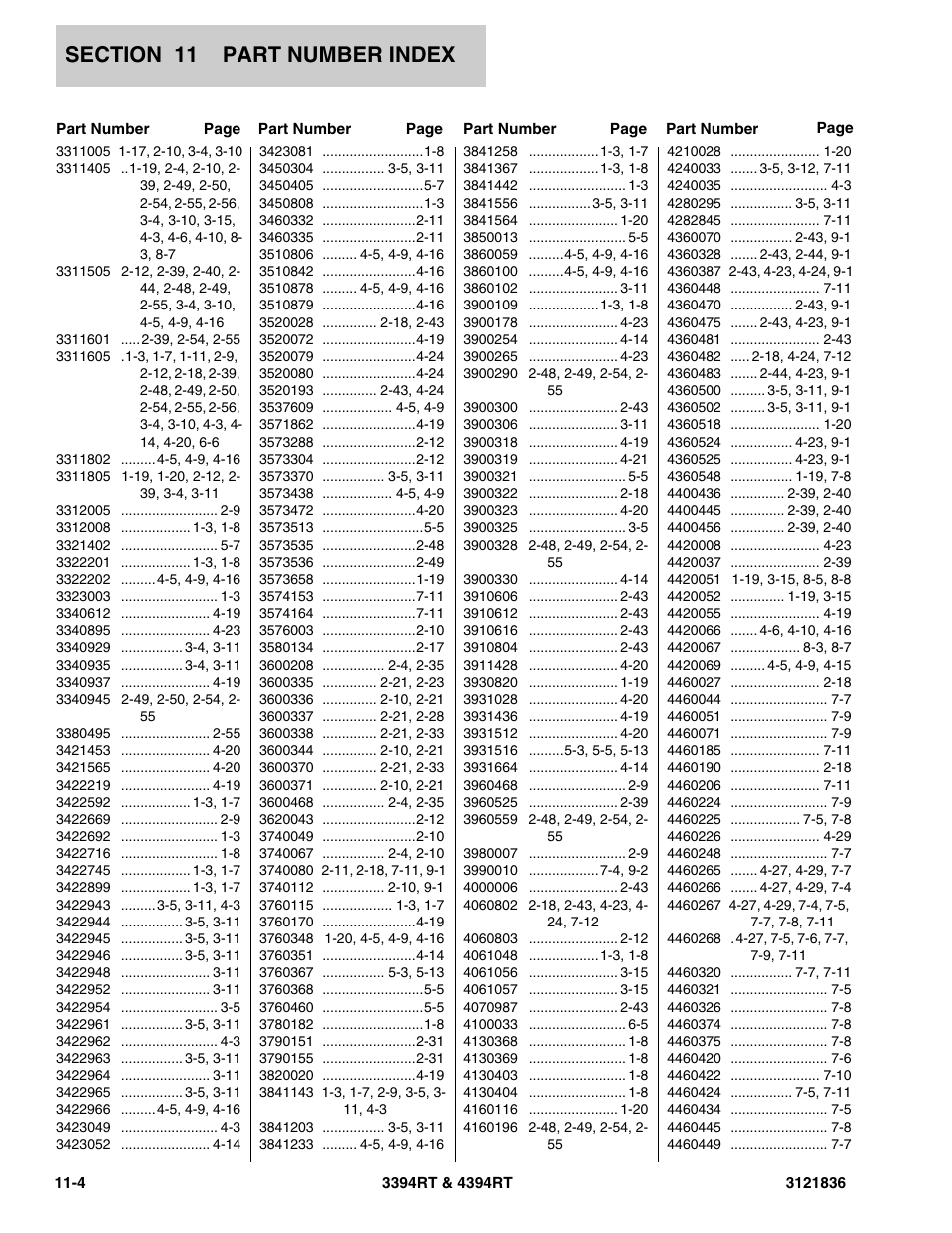 JLG 4394RT EURO Parts Manual User Manual | Page 182 / 188