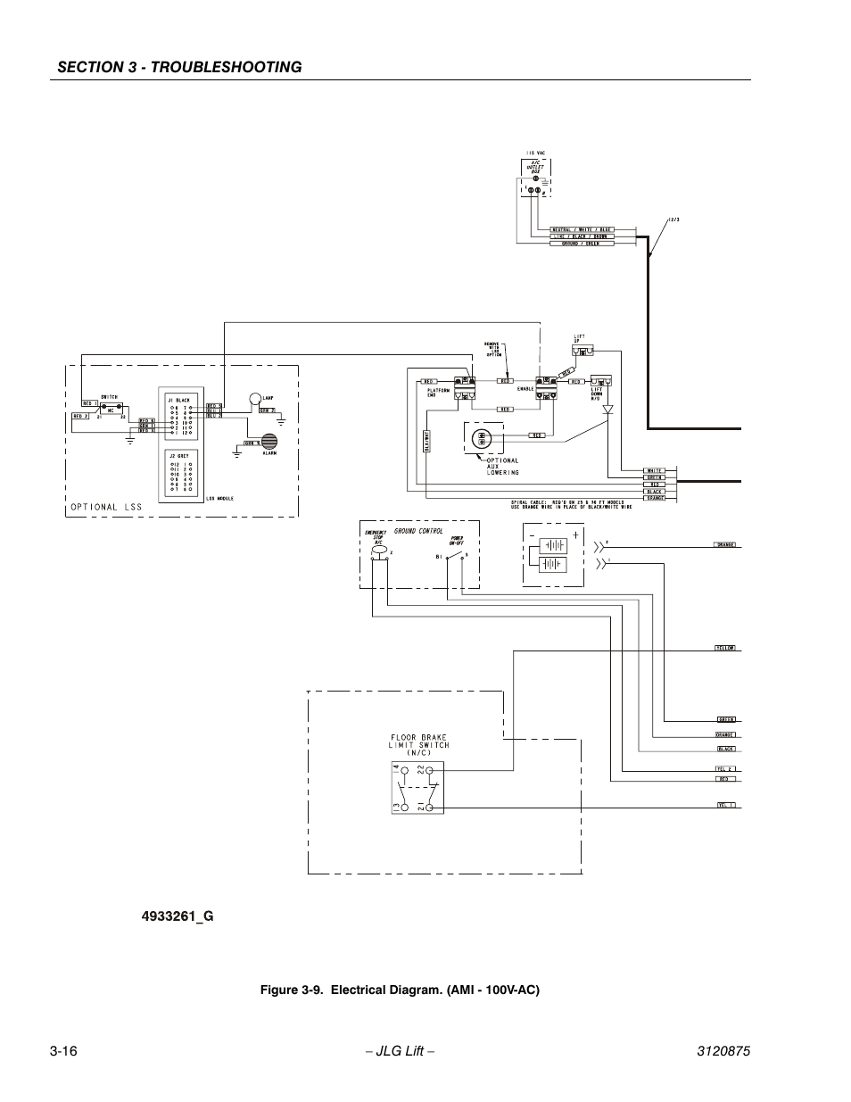 Electrical diagram. (ami - 100v-ac) -16 | JLG 19AMI (3120875) Service Manual User Manual | Page 66 / 70