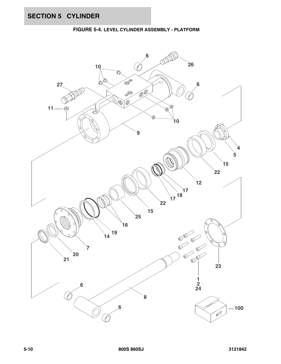 Figure 5-4. level cylinder assembly - platform | JLG 860SJ Parts Manual User Manual | Page 236 / 360