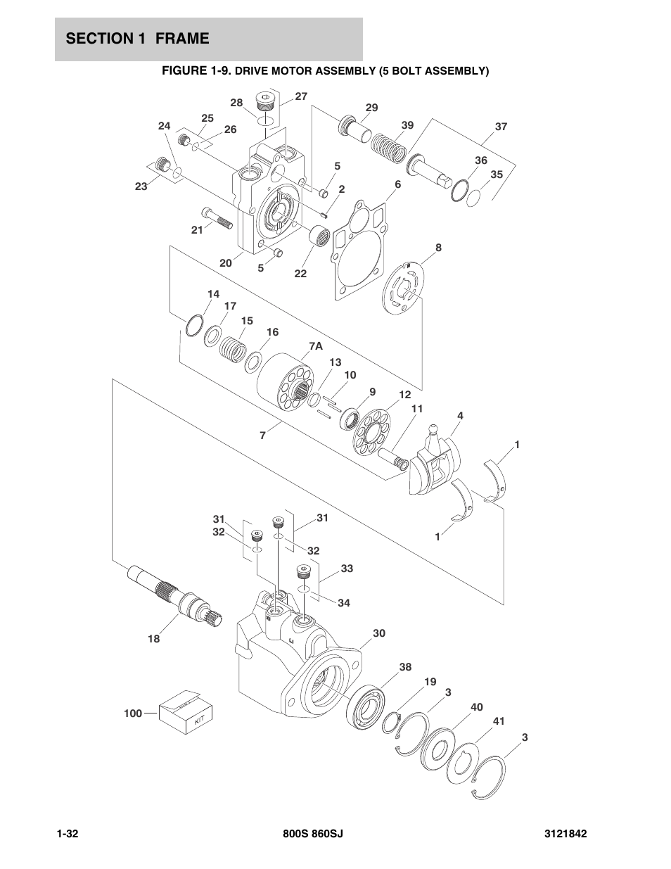Figure 1-9. drive motor assembly (5 bolt assembly) | JLG 860SJ Parts Manual User Manual | Page 38 / 360