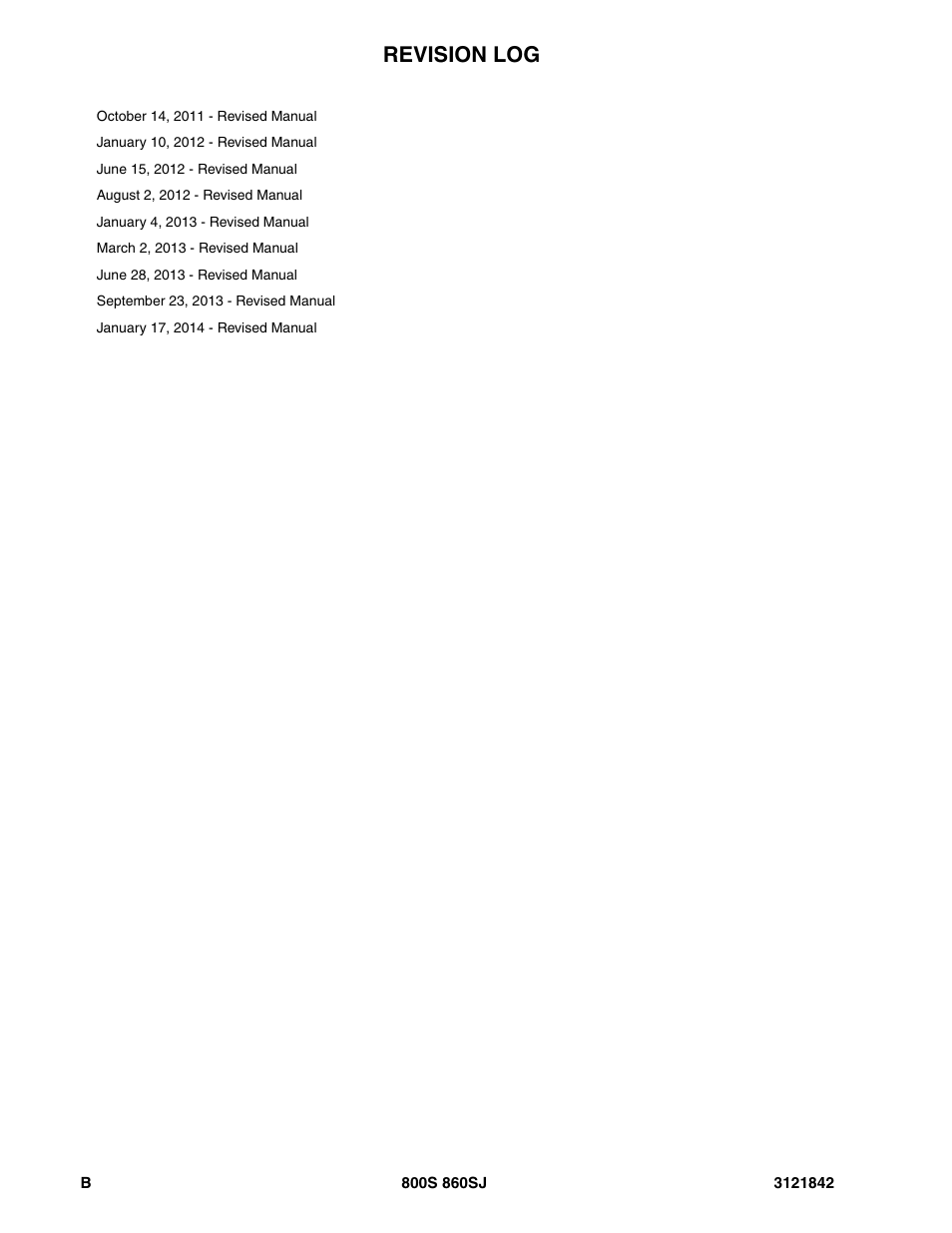 Revision log | JLG 860SJ Parts Manual User Manual | Page 4 / 360