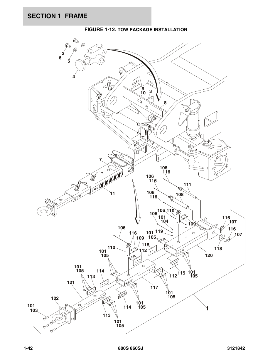 Figure 1-12. tow package installation | JLG 860SJ Parts Manual User Manual | Page 48 / 360
