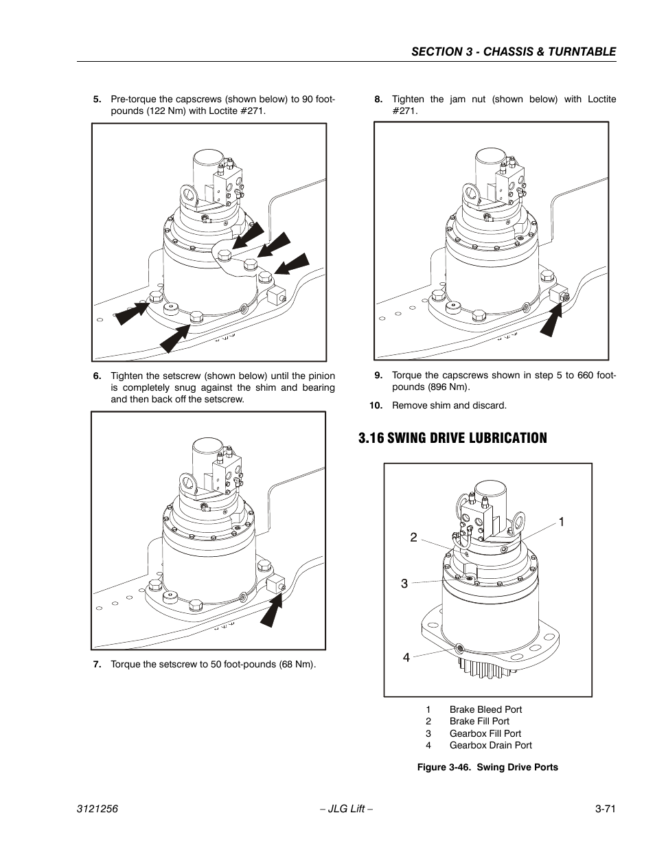 16 swing drive lubrication, Swing drive lubrication -71, Swing drive ports -71 | JLG 1100S Service Manual User Manual | Page 113 / 442