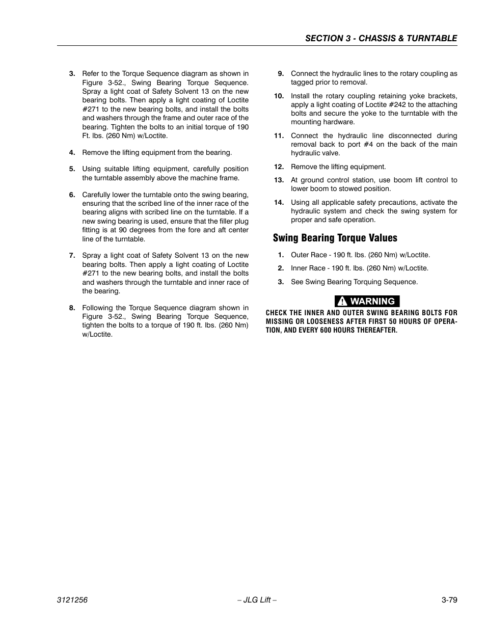 Swing bearing torque values, Swing bearing torque values -79 | JLG 1100S Service Manual User Manual | Page 121 / 442
