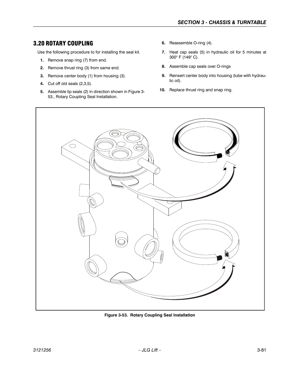 20 rotary coupling, Rotary coupling -81, Rotary coupling seal installation -81 | JLG 1100S Service Manual User Manual | Page 123 / 442