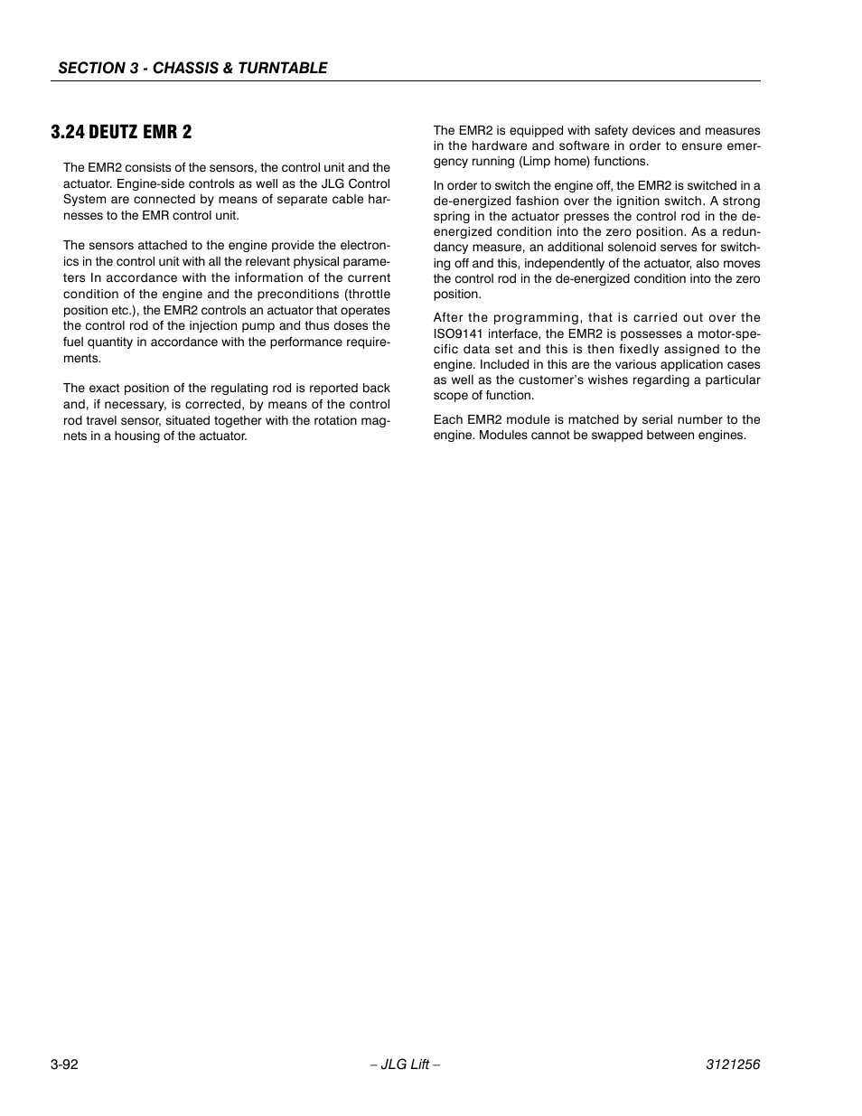 24 deutz emr 2, Deutz emr 2 -92 | JLG 1100S Service Manual User Manual | Page 134 / 442