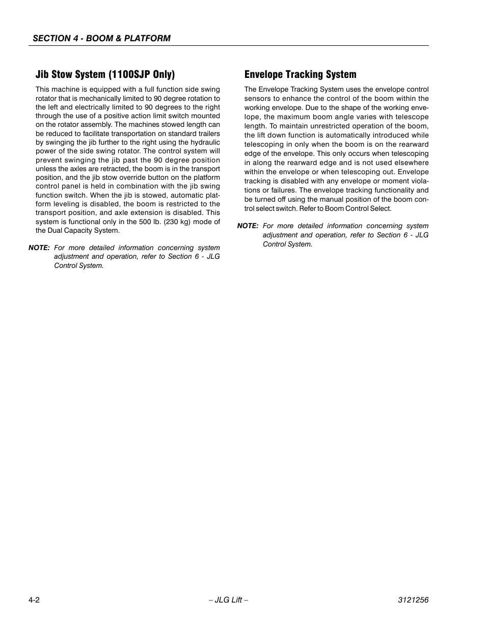 Jib stow system (1100sjp only), Envelope tracking system | JLG 1100S Service Manual User Manual | Page 150 / 442