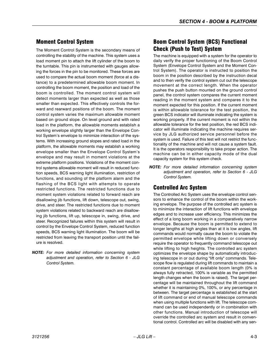 Moment control system, Controlled arc system | JLG 1100S Service Manual User Manual | Page 151 / 442