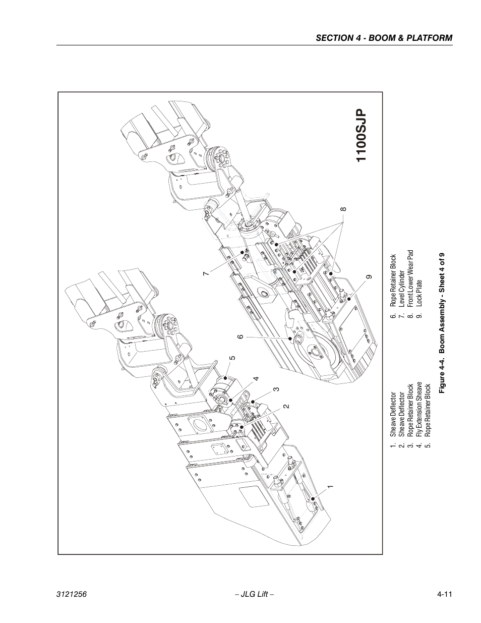 Boom assembly - sheet 4 of 9 -11, 10 0 s j p | JLG 1100S Service Manual User Manual | Page 159 / 442