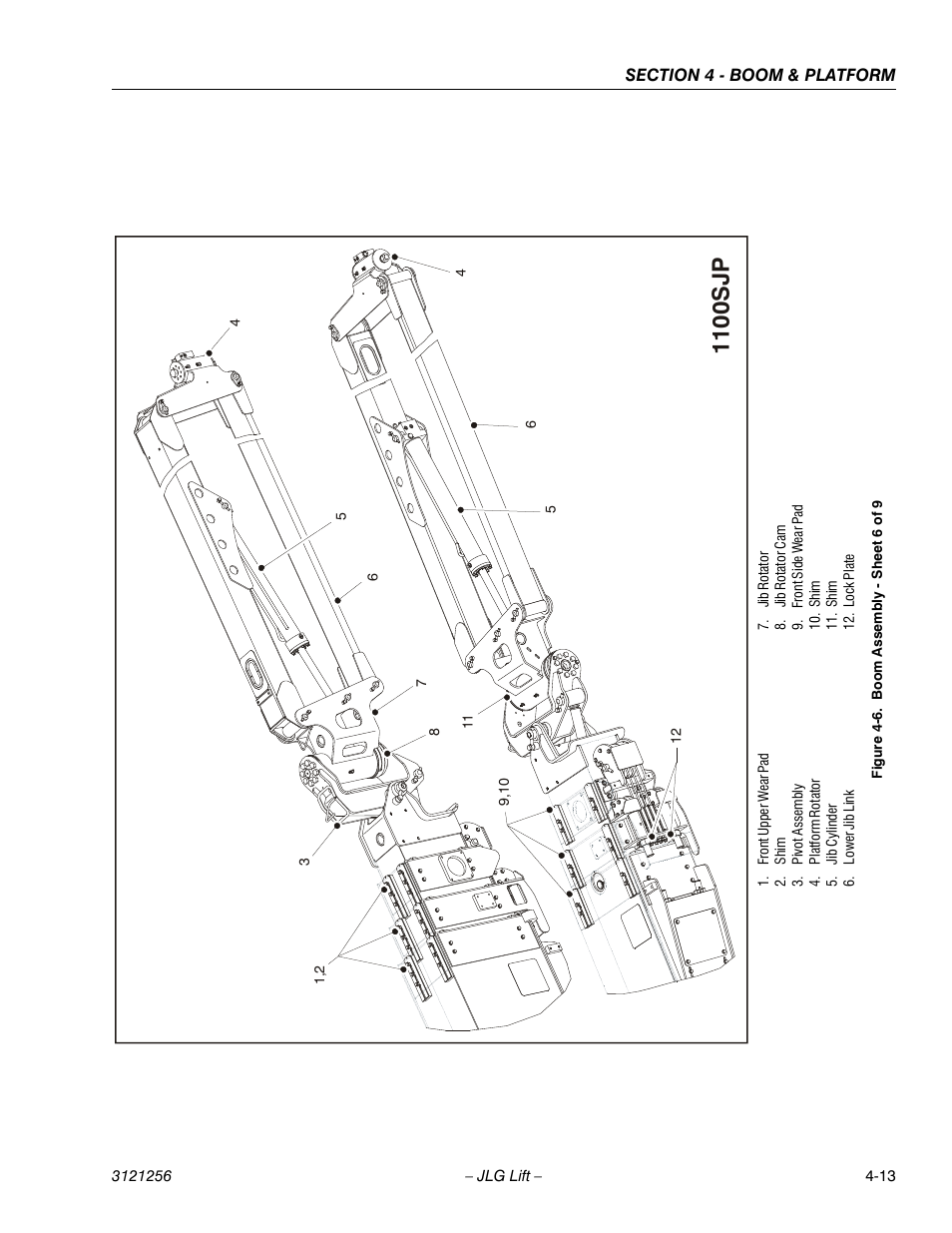 Boom assembly - sheet 6 of 9 -13, 1100sjp | JLG 1100S Service Manual User Manual | Page 161 / 442