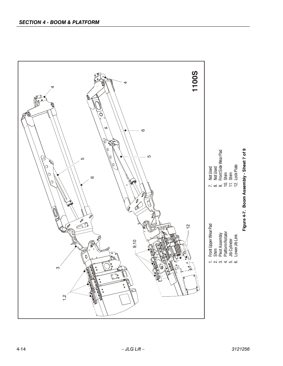 Boom assembly - sheet 7 of 9 -14, 1100s | JLG 1100S Service Manual User Manual | Page 162 / 442