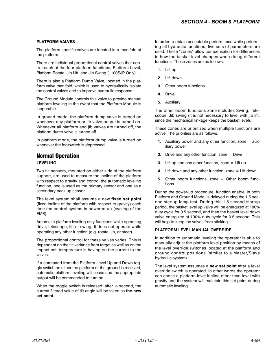 Normal operation, Normal operation -59 | JLG 1100S Service Manual User Manual | Page 207 / 442