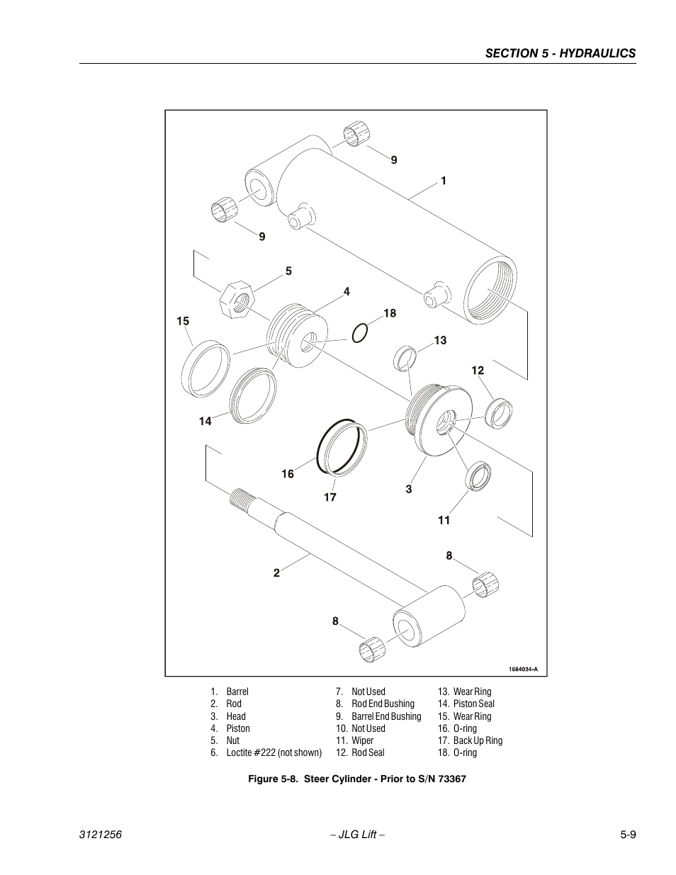 Steer cylinder - prior to s/n 73367 -9 | JLG 1100S Service Manual User Manual | Page 231 / 442