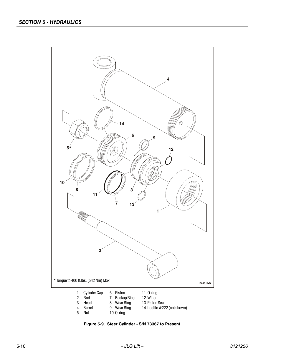 Steer cylinder - s/n 73367 to present -10 | JLG 1100S Service Manual User Manual | Page 232 / 442