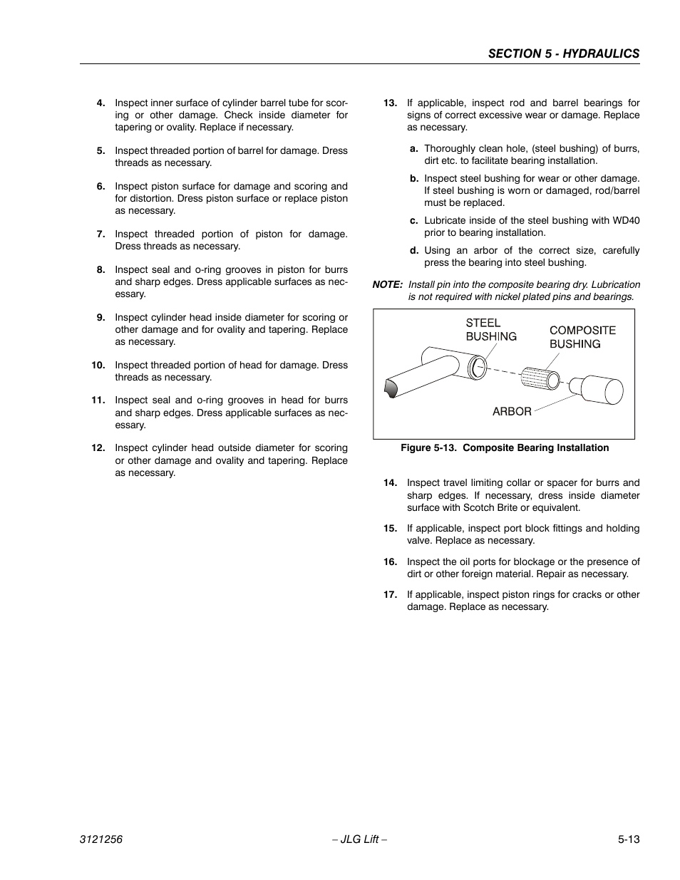 Composite bearing installation -13 | JLG 1100S Service Manual User Manual | Page 235 / 442