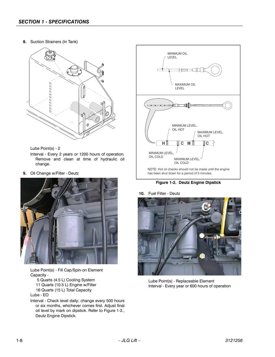 Deutz engine dipstick -8 | JLG 1100S Service Manual User Manual | Page 24 / 442