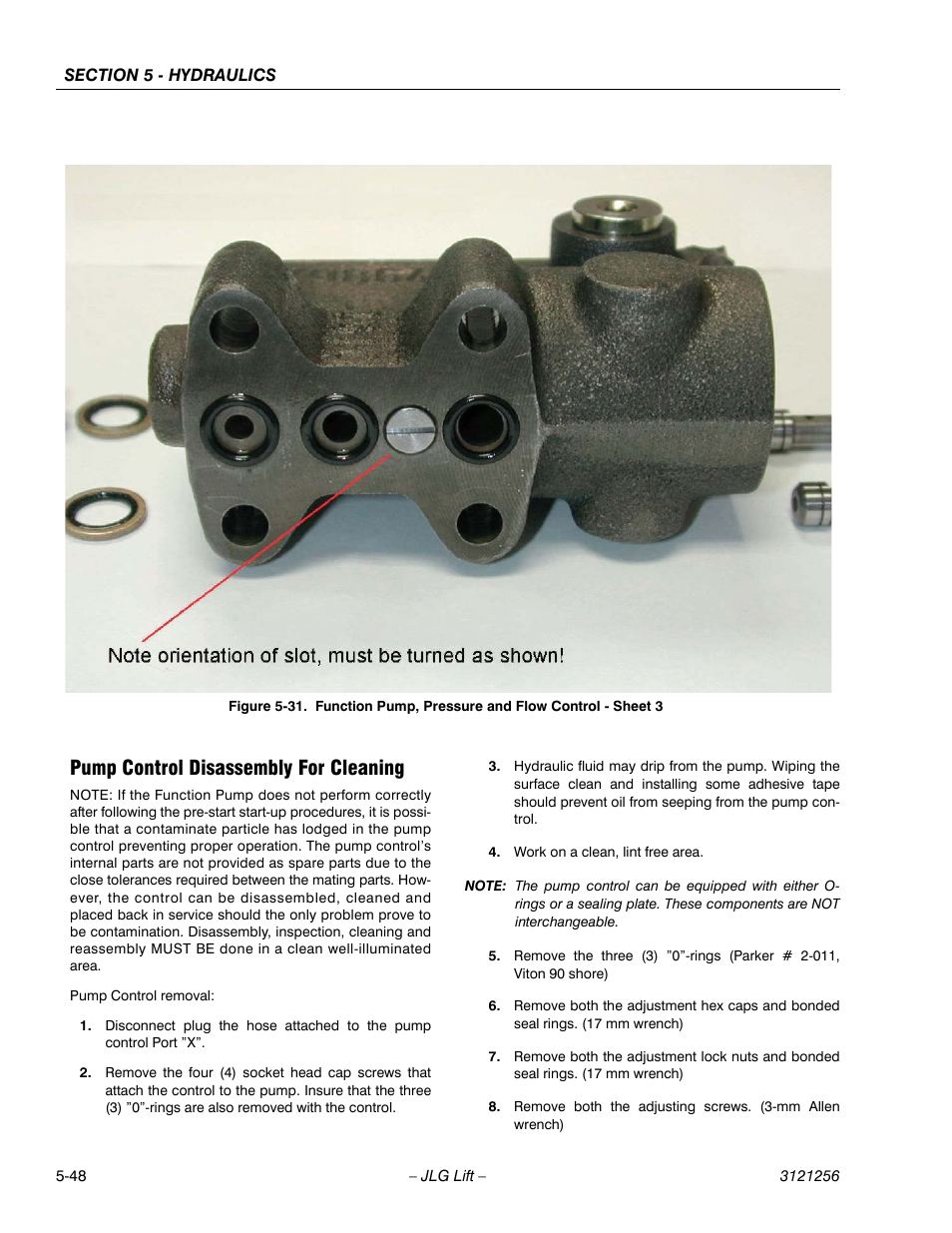 Pump control disassembly for cleaning, Pump control disassembly for cleaning -48 | JLG 1100S Service Manual User Manual | Page 270 / 442
