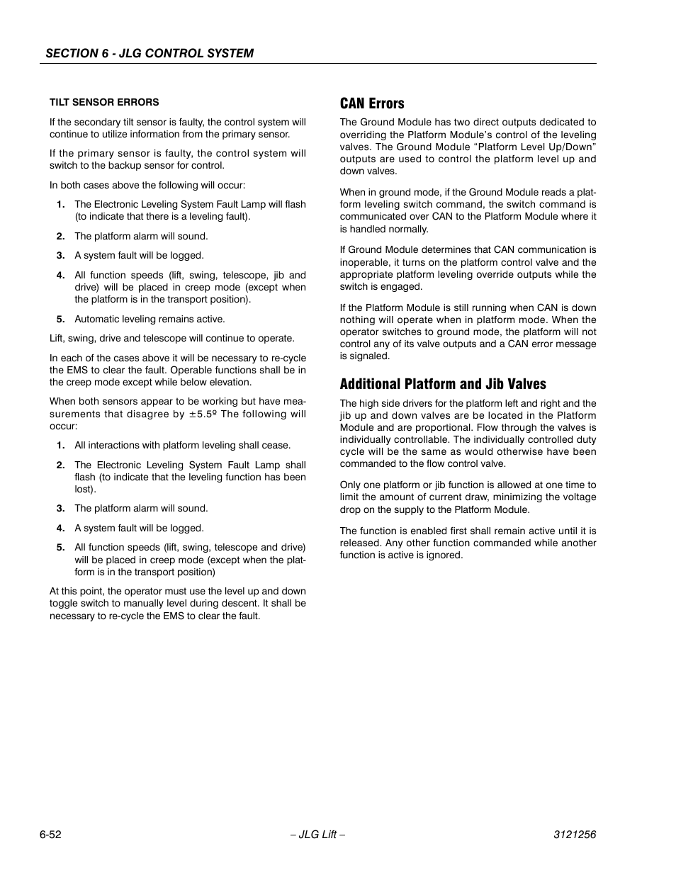 Can errors, Additional platform and jib valves | JLG 1100S Service Manual User Manual | Page 326 / 442