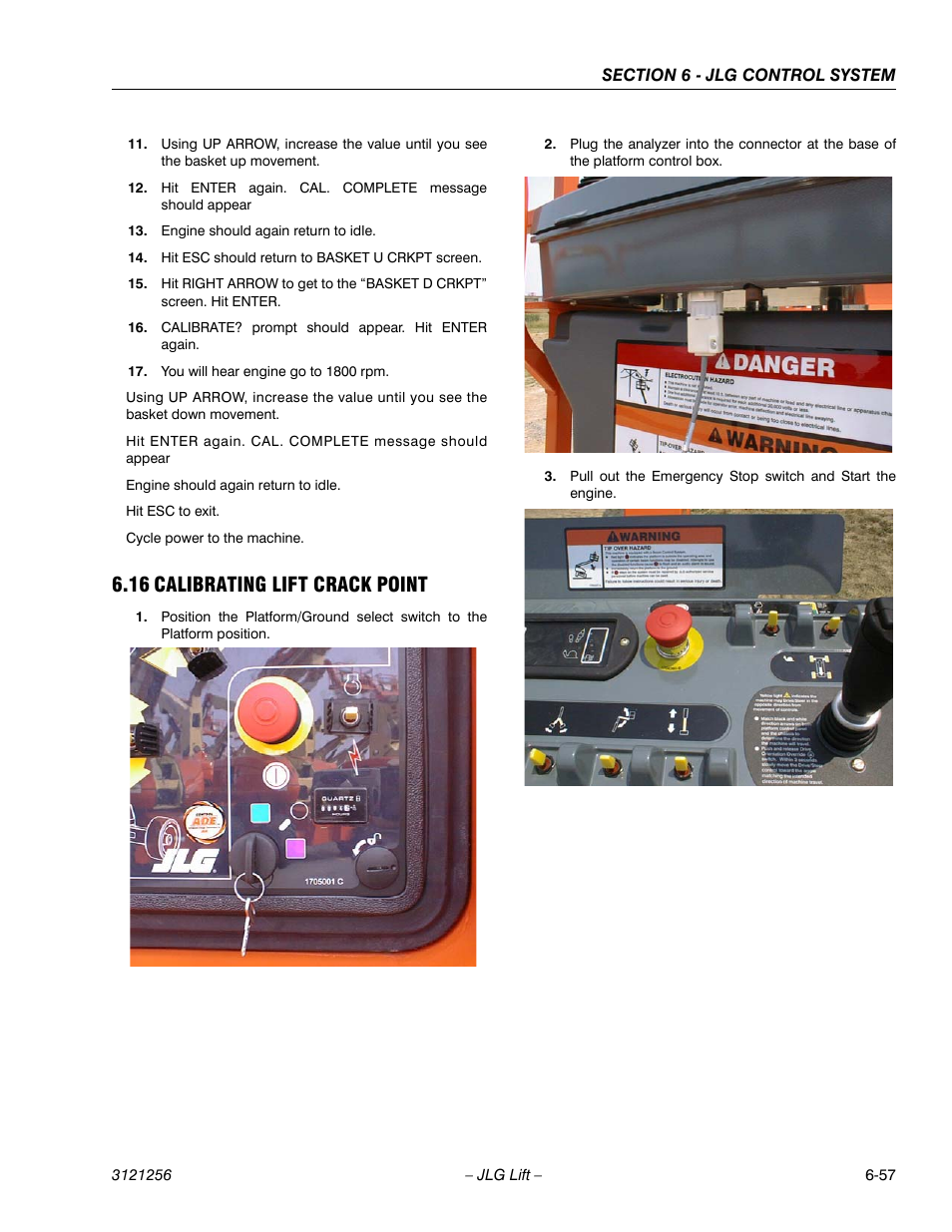 16 calibrating lift crack point, Calibrating lift crack point -57 | JLG 1100S Service Manual User Manual | Page 331 / 442