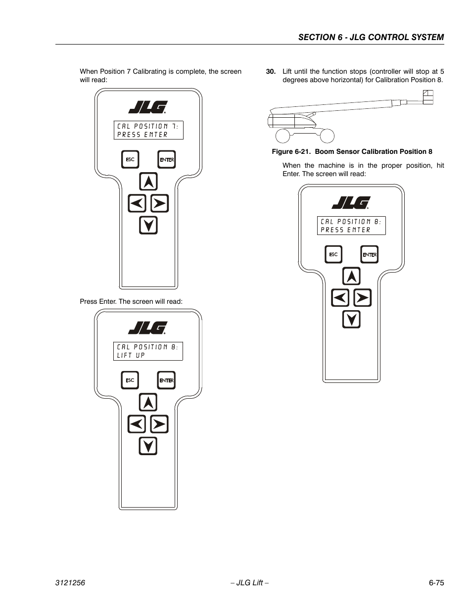 Boom sensor calibration position 8 -75 | JLG 1100S Service Manual User Manual | Page 349 / 442