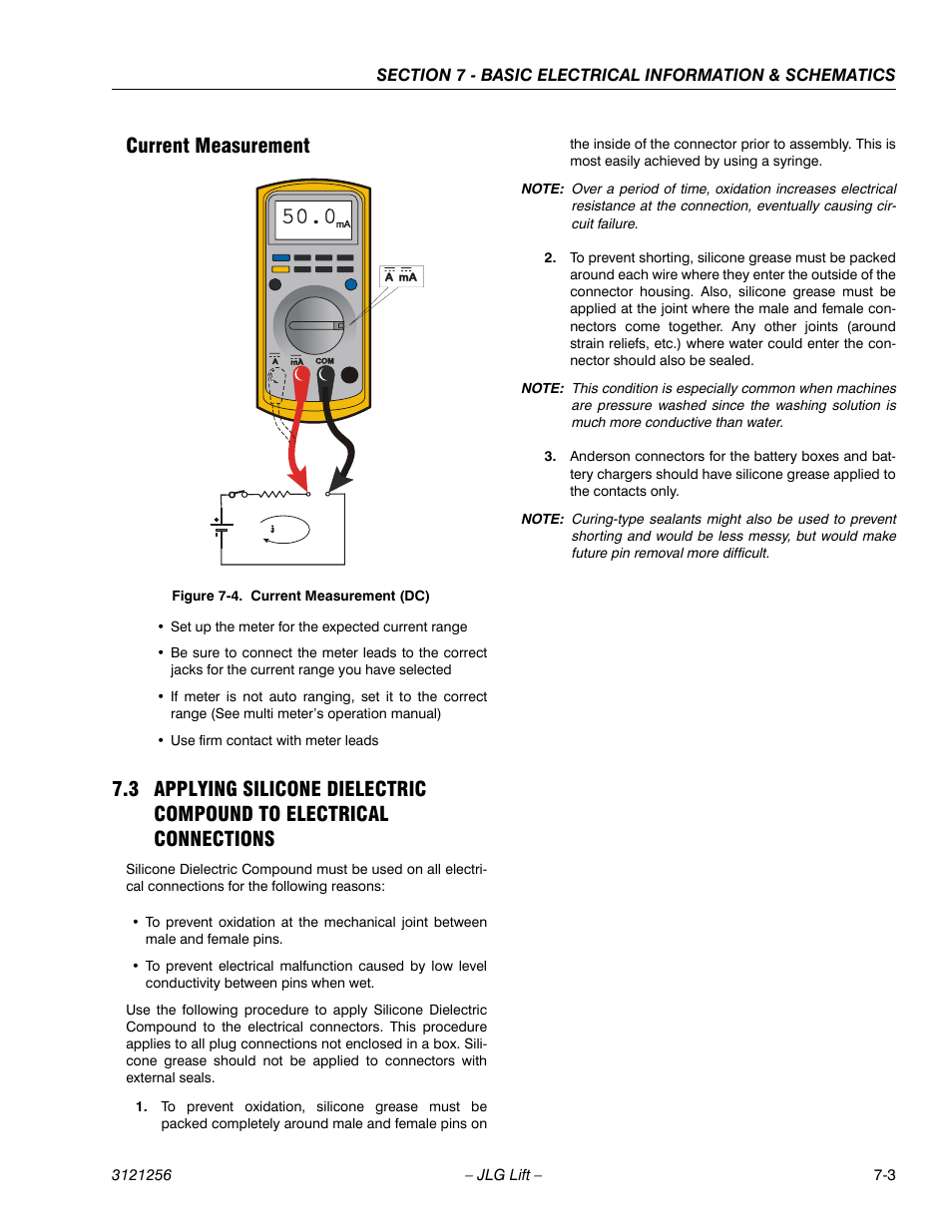 Current measurement, Current measurement -3, Current measurement (dc) -3 | JLG 1100S Service Manual User Manual | Page 405 / 442
