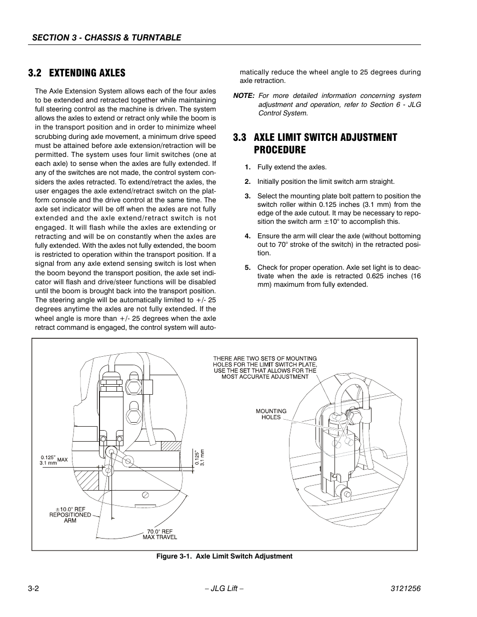 2 extending axles, 3 axle limit switch adjustment procedure, Extending axles -2 | Axle limit switch adjustment procedure -2, Axle limit switch adjustment -2 | JLG 1100S Service Manual User Manual | Page 44 / 442