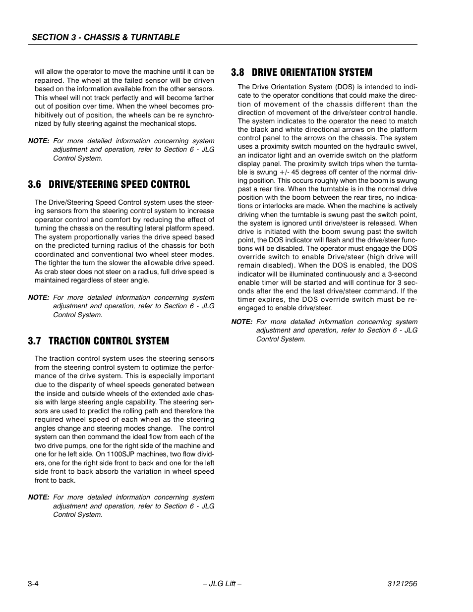 6 drive/steering speed control, 7 traction control system, 8 drive orientation system | Drive/steering speed control -4, Traction control system -4, Drive orientation system -4 | JLG 1100S Service Manual User Manual | Page 46 / 442