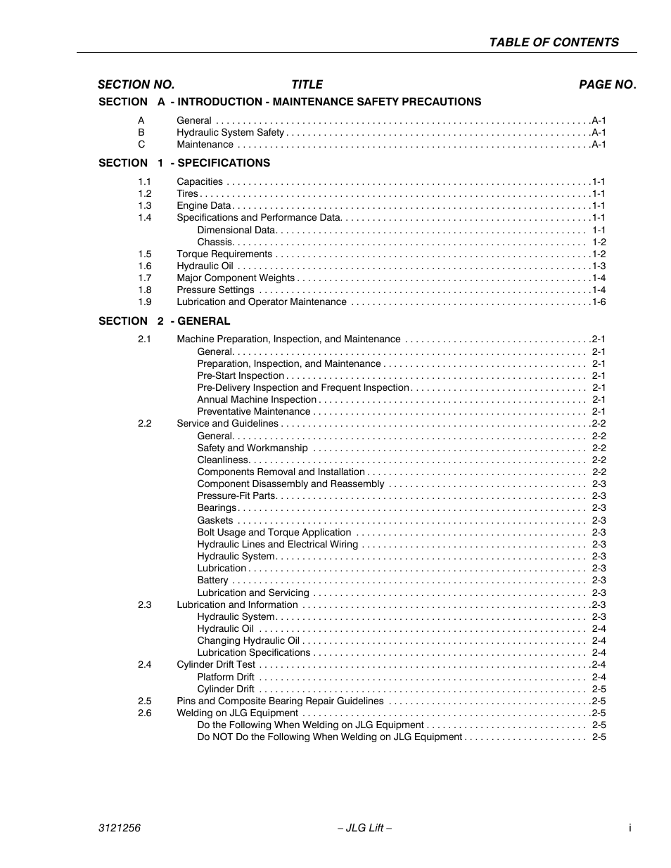JLG 1100S Service Manual User Manual | Page 5 / 442
