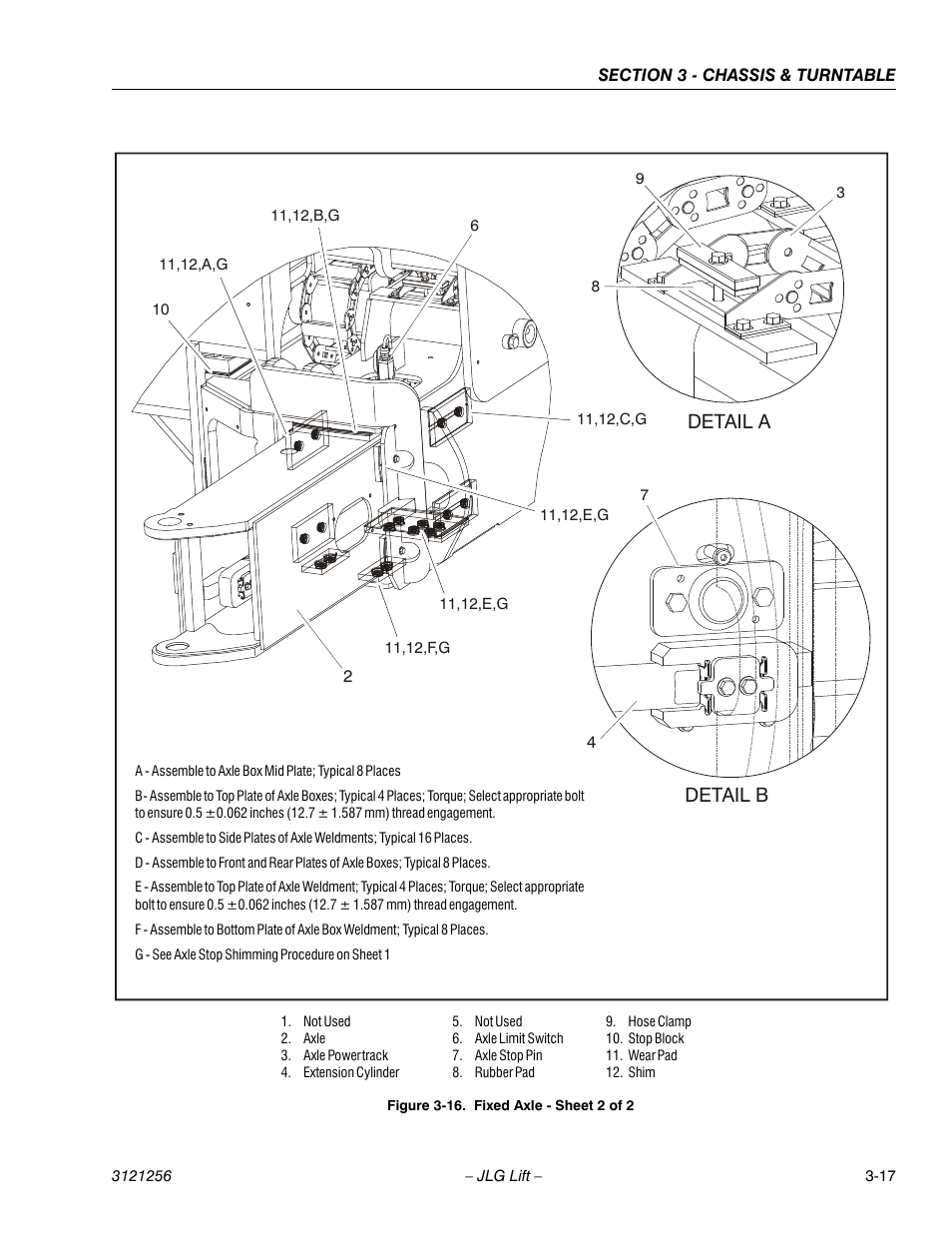 Fixed axle - sheet 2 of 2 -17, Detail a detail b | JLG 1100S Service Manual User Manual | Page 59 / 442