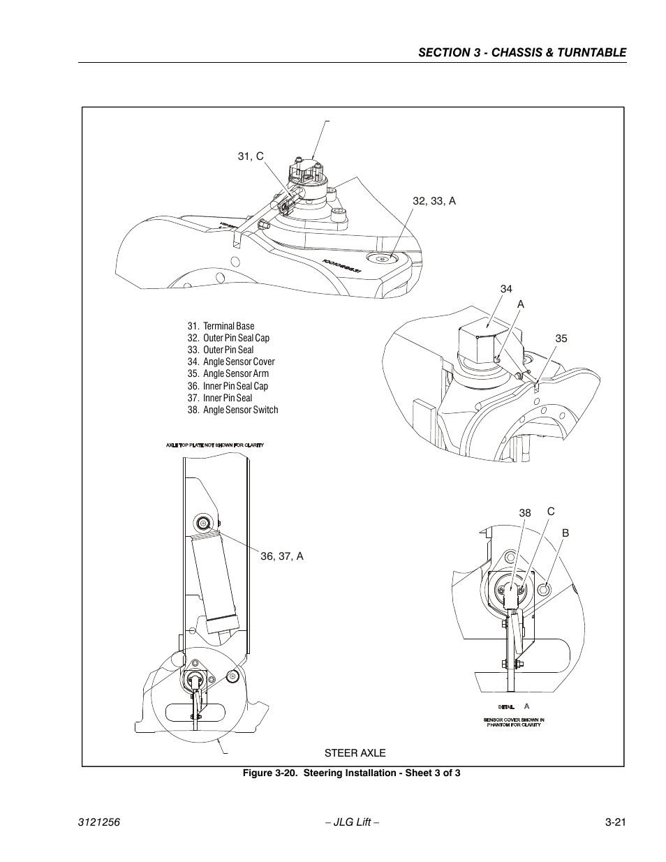 Steering installation - sheet 3 of 3 -21 | JLG 1100S Service Manual User Manual | Page 63 / 442