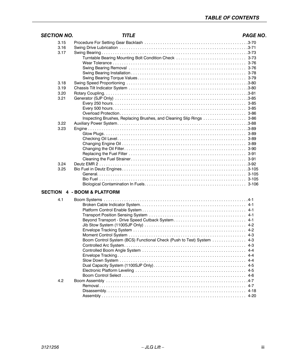 JLG 1100S Service Manual User Manual | Page 7 / 442