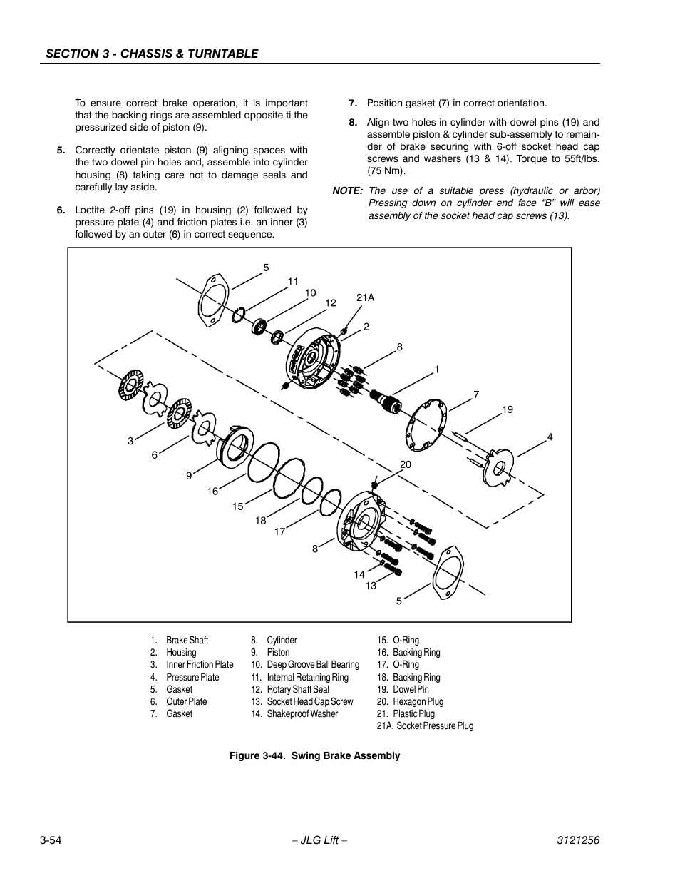 Swing brake assembly -54 | JLG 1100S Service Manual User Manual | Page 96 / 442