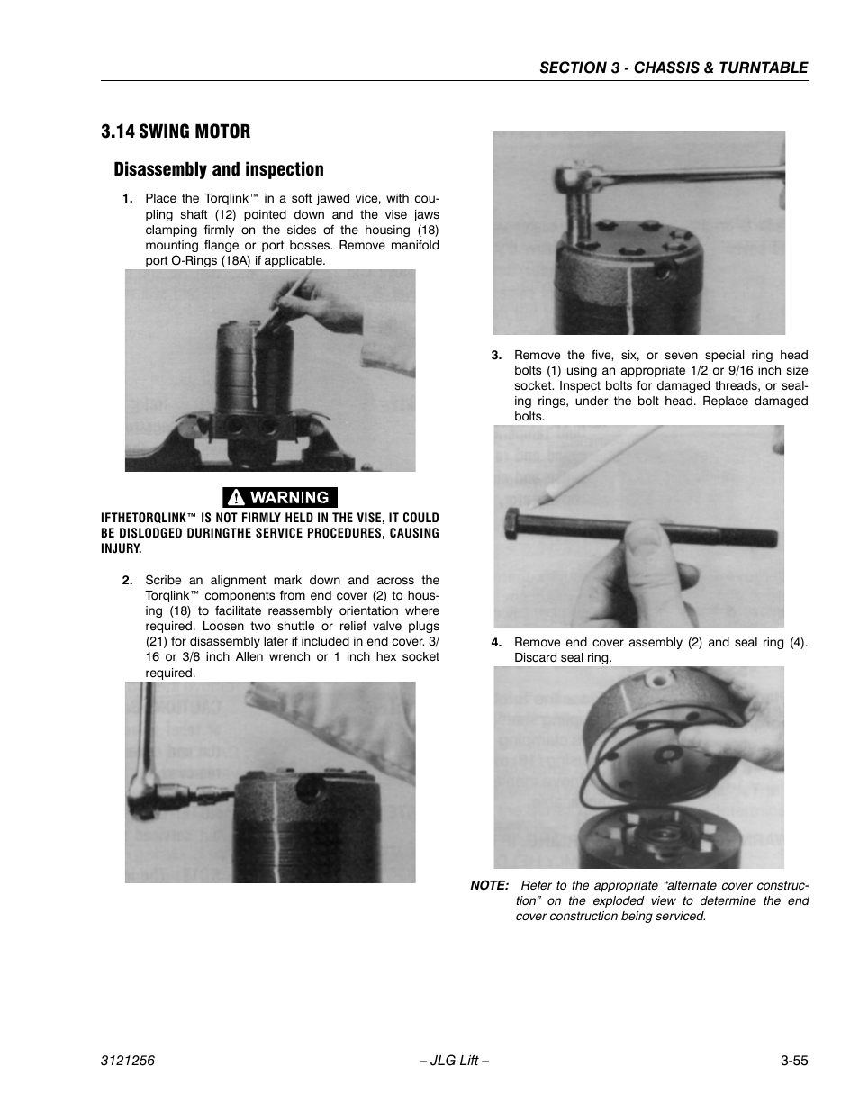 14 swing motor, Disassembly and inspection, Swing motor -55 | Disassembly and inspection -55, 14 swing motor disassembly and inspection | JLG 1100S Service Manual User Manual | Page 97 / 442