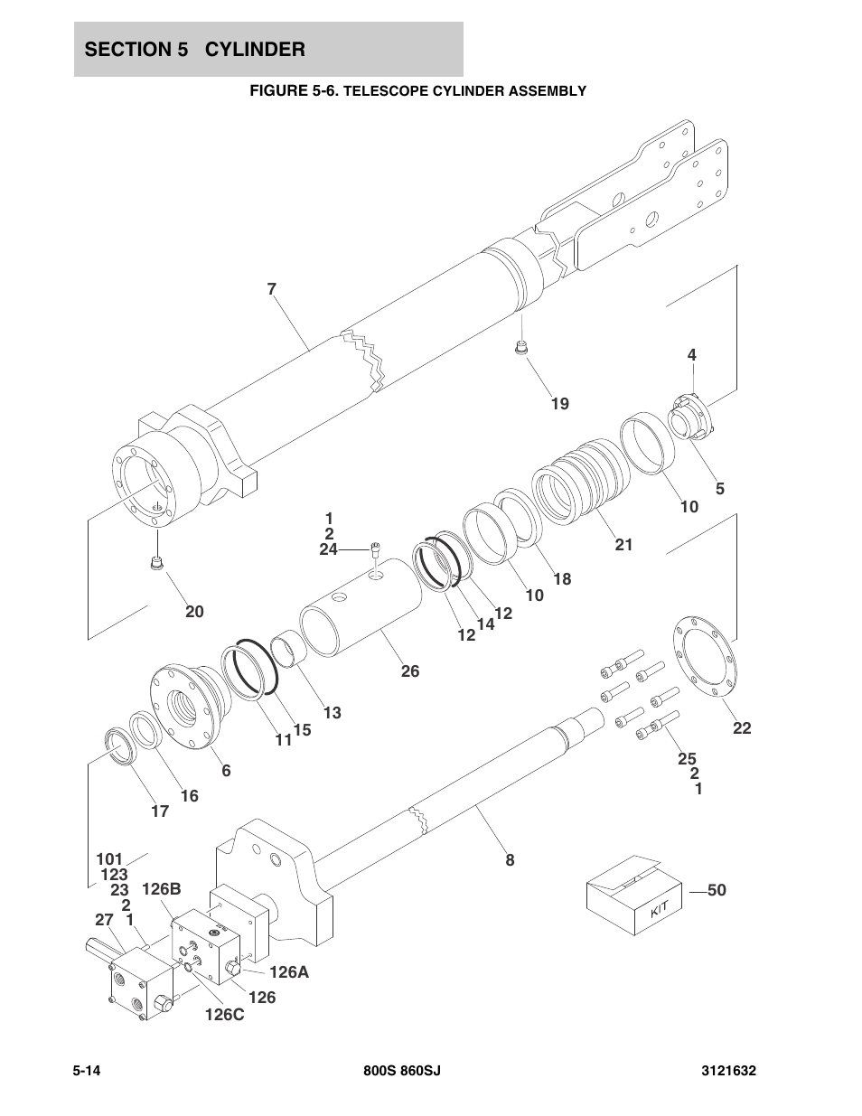Figure 5-6. telescope cylinder assembly | JLG 860SJ Parts Manual User Manual | Page 186 / 268