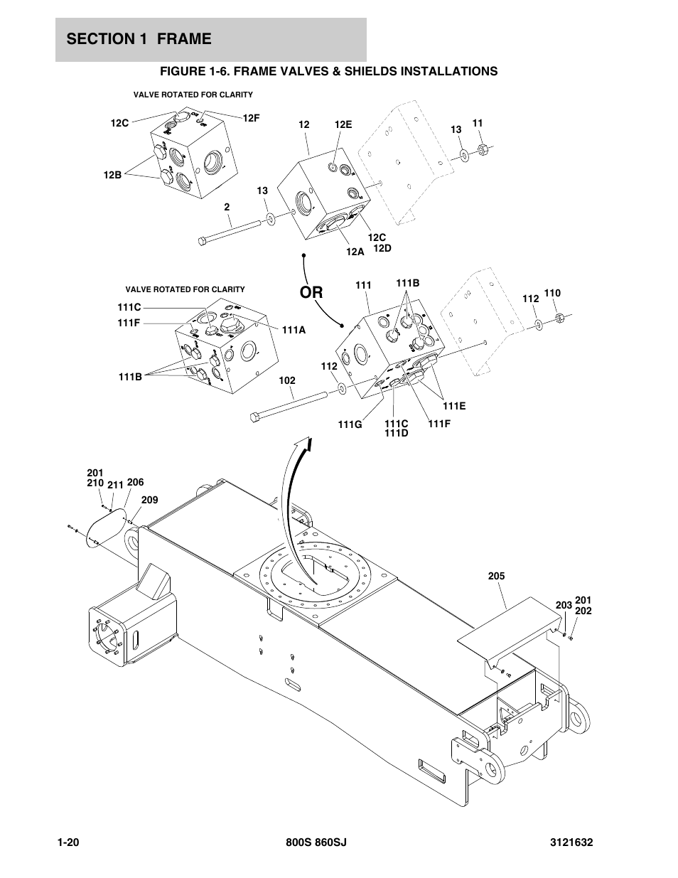 Figure 1-6. frame valves & shields installations, Fram | JLG 860SJ Parts Manual User Manual | Page 26 / 268