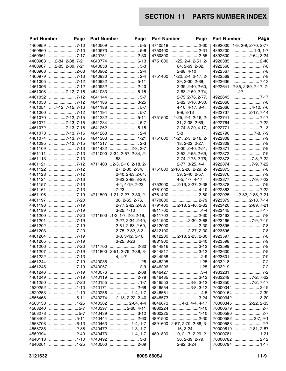 JLG 860SJ Parts Manual User Manual | Page 263 / 268