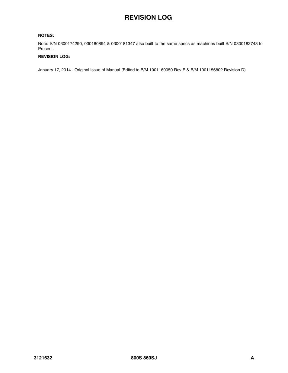 Revision log | JLG 860SJ Parts Manual User Manual | Page 3 / 268