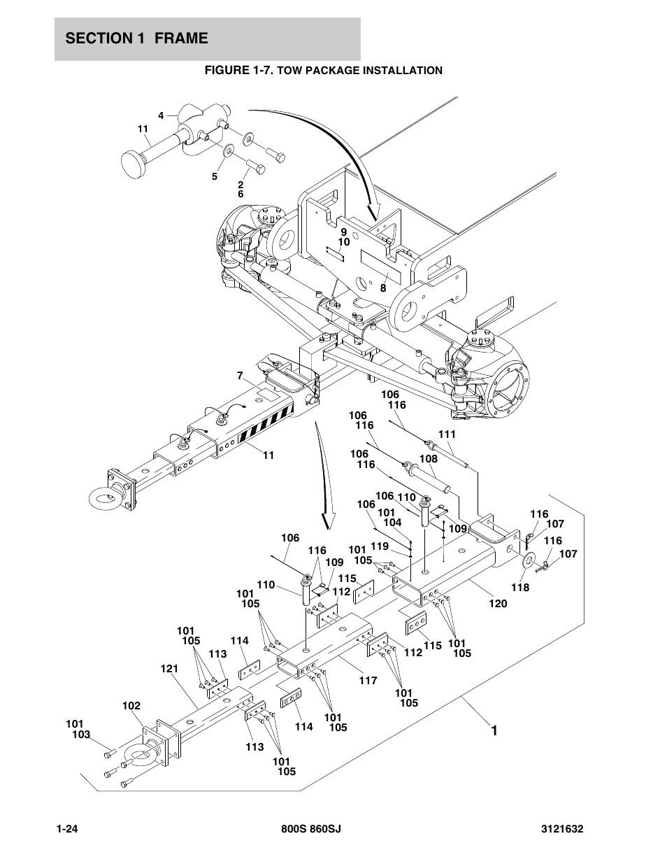 Figure 1-7. tow package installation | JLG 860SJ Parts Manual User Manual | Page 30 / 268