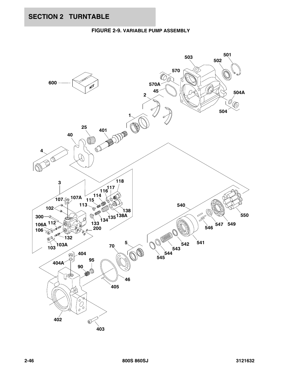 Figure 2-9. variable pump assembly | JLG 860SJ Parts Manual User Manual | Page 78 / 268